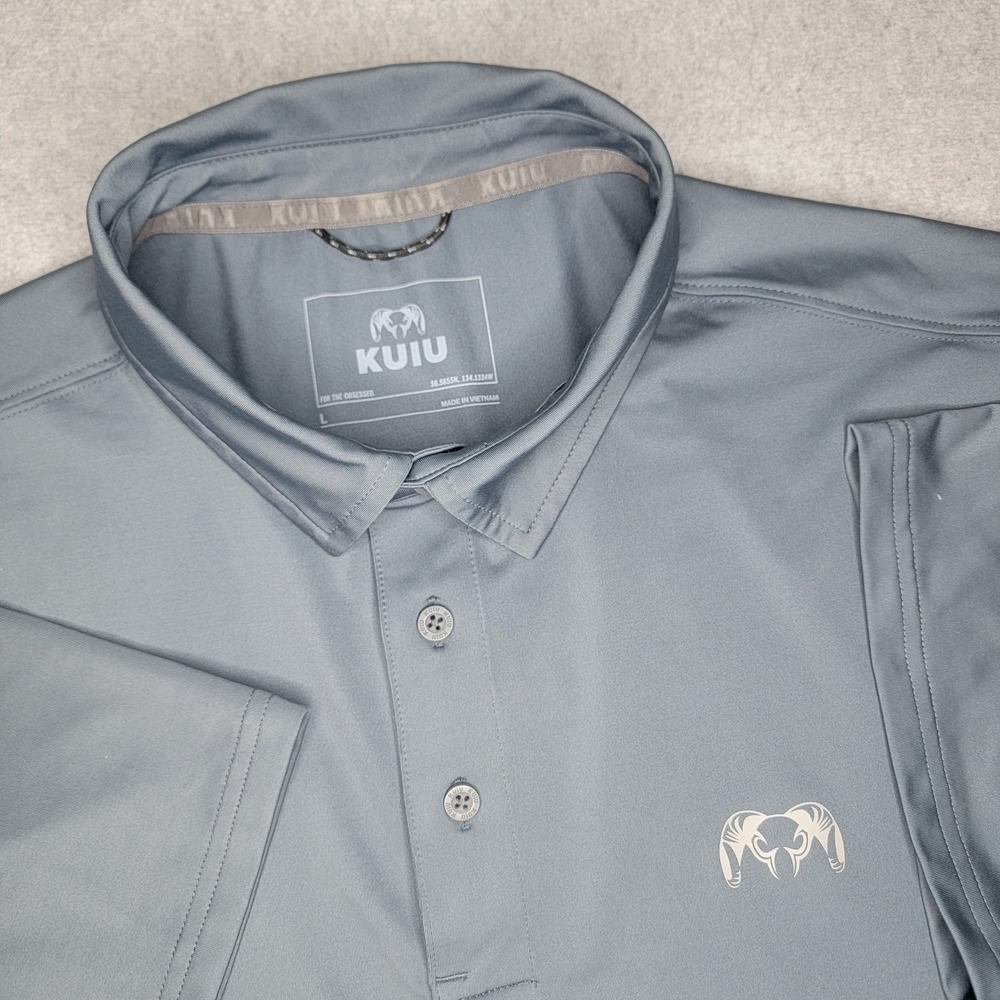 KUIU Polo Shirt Men's Large Gray Performance Short Sleeve Outdoors